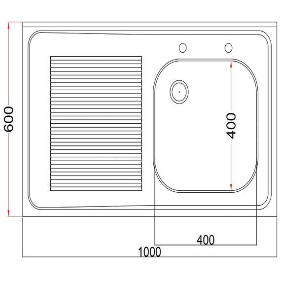 Holmes Komplett montierte Edelstahlspüle rechts Abtropffläche links 1000 mm 5 Holmes Komplett montierte Edelstahlspüle rechts Abtropffläche links 1000 mm