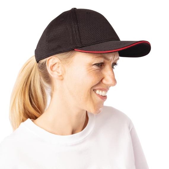 Chef Works Cool Vent Baseballmütze Schwarz mit Rot 2 Chef Works Cool Vent Baseballmütze Schwarz mit Rot