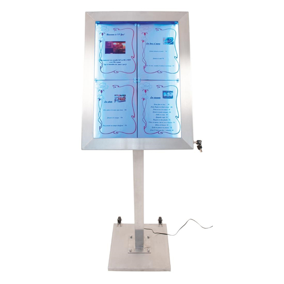 Securit Edelstahl Farbige LED 4XA4 Anzeige mit Mast und Sockel 4 Securit Edelstahl Farbige LED 4XA4 Anzeige mit Mast und Sockel