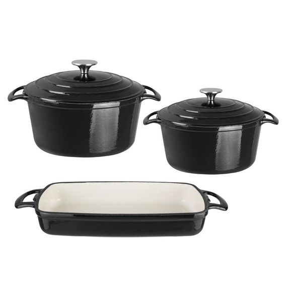 Vogue Kochen wie die Profis Set von 3x Kochgeschirr aus Gusseisen 4 Vogue Kochen wie die Profis Set von 3x Kochgeschirr aus Gusseisen