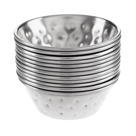 Olympia Soßenbecher aus gehämmertem Edelstahl, 45 ml, 12 Stück 2 Olympia Soßenbecher aus gehämmertem Edelstahl, 45 ml, 12 Stück