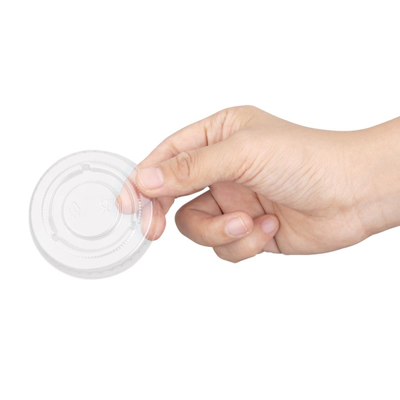 Fiesta Becherdeckel aus recycelbarem PET-Bagasse, transparent (1000 Stück) 3 Fiesta Becherdeckel aus recycelbarem PET-Bagasse, transparent (1000 Stück)