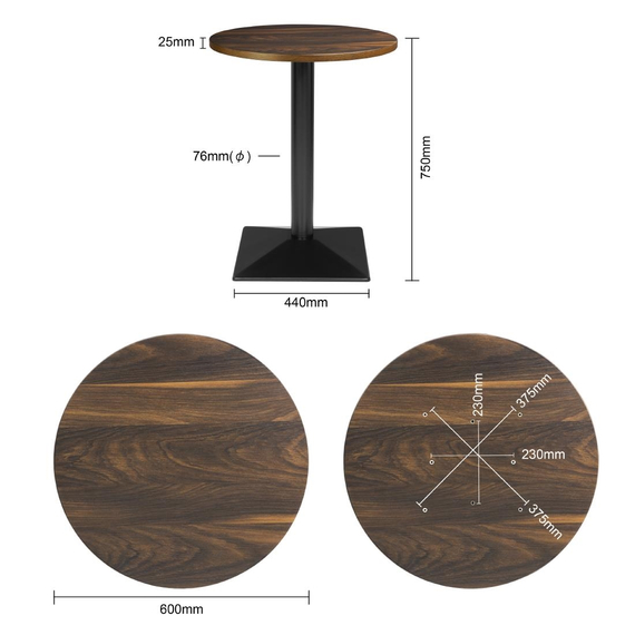 Bolero Kompletttisch Rund Dunkles Holzeffekt 600mm 5 Bolero Kompletttisch Rund Dunkles Holzeffekt 600mm