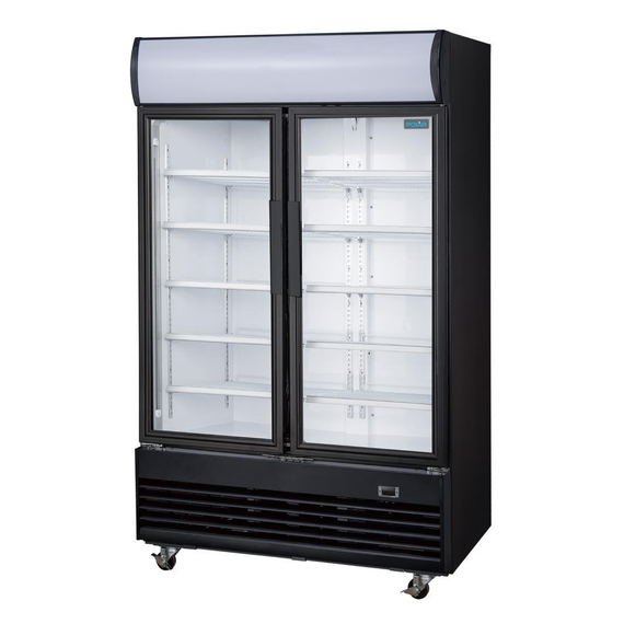 Polar G-Serie Kühlvitrine mit Schwenktür und Leuchtkasten 950Ltr Schwarz 1 Polar G-Serie Kühlvitrine mit Schwenktür und Leuchtkasten 950Ltr Schwarz