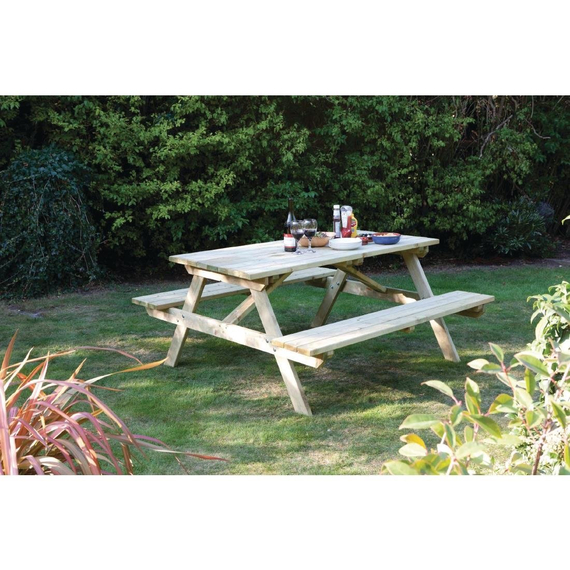 Picknickbank aus Holz für bis zu 6 Personen 1 Picknickbank aus Holz für bis zu 6 Personen