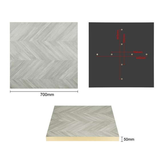 Bolero, vorgebohrte Tischplatte im Chevron-Design, 700 mm 4 Bolero, vorgebohrte Tischplatte im Chevron-Design, 700 mm