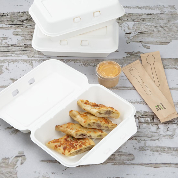 Fiesta Kompostierbare Bagasse Lebensmittelbehälter 9x6" (200 Stück) 4 Fiesta Kompostierbare Bagasse Lebensmittelbehälter 9x6" (200 Stück)