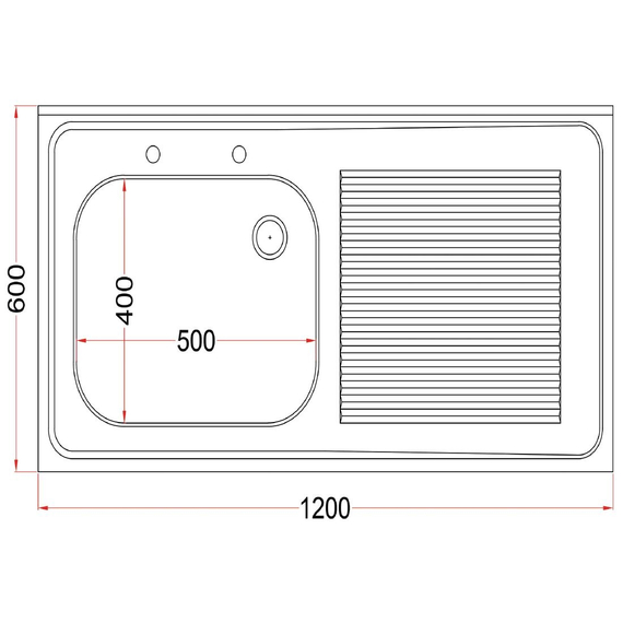Holmes komplett montierte Edelstahlspüle mit Abtropffläche rechts 1200mm 5 Holmes komplett montierte Edelstahlspüle mit Abtropffläche rechts 1200mm