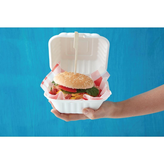 Fiesta Compostable kompostierbare Zuckerrohr Burgerboxen 14,9cm (500 Stück) Fiesta Compostable kompostierbare Zuckerrohr Burgerboxen 14,9cm (500 Stück)