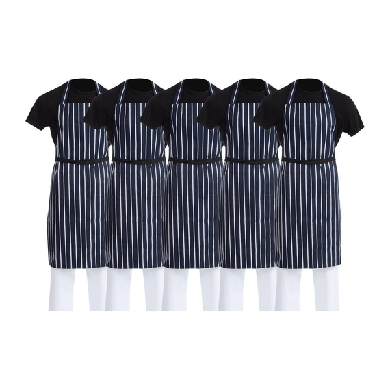 Whites Latzschürze marineblau gestreift (5 Stück) 8 Whites Latzschürze marineblau gestreift (5 Stück)
