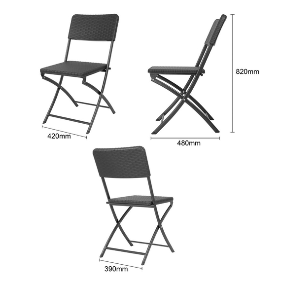 Bolero Rattan Klappstuhl Schwarz (2 Stück) 4 Bolero Rattan Klappstuhl Schwarz (2 Stück)
