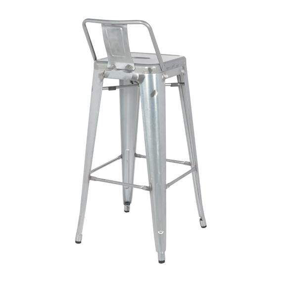 Bolero Bistro Hochhocker aus verzinktem Stahl mit Rückenlehne (4 Stück) 3 Bolero Bistro Hochhocker aus verzinktem Stahl mit Rückenlehne (4 Stück)