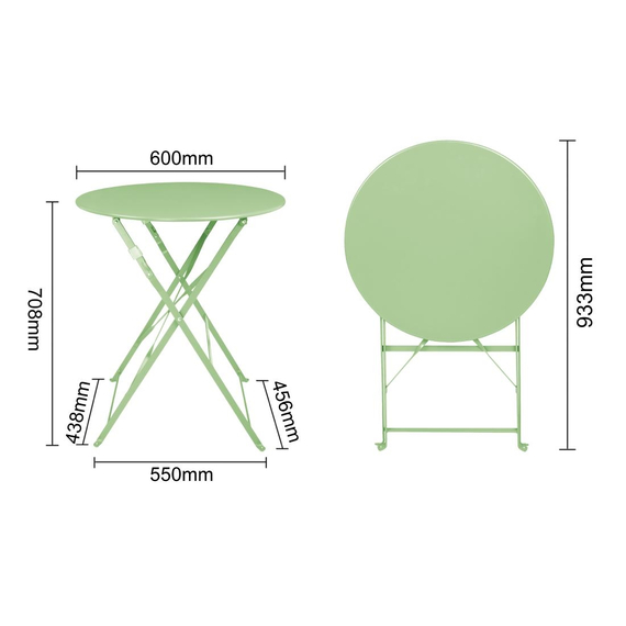 Bolero Runder Klapptisch aus Stahl im Pflasterstil hellgrün 595 mm 8 Bolero Runder Klapptisch aus Stahl im Pflasterstil hellgrün 595 mm