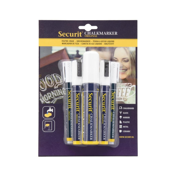 Securit Original Kreidemarker mit runder Spitze in weiß (5 Stück) Securit Original Kreidemarker mit runder Spitze in weiß (5 Stück)