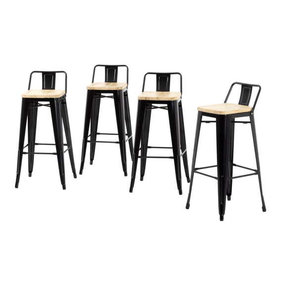 Bolero Bistro Hochstühle mit Rückenlehne und Holzsitzpolster Schwarz (4 Stück) 8 Bolero Bistro Hochstühle mit Rückenlehne und Holzsitzpolster Schwarz (4 Stück)