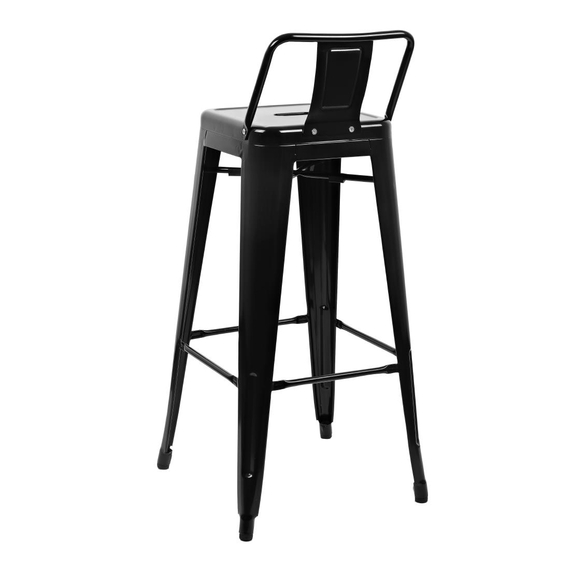 Bolero Bistro Barstuhl aus Stahl mit Rückenlehne schwarz (4 Stück) 3 Bolero Bistro Barstuhl aus Stahl mit Rückenlehne schwarz (4 Stück)
