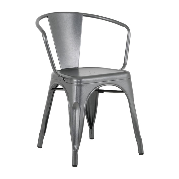 Bolero Bistro Curve Armlehnstühle Gunmetal (4 Stück) Bolero Bistro Curve Armlehnstühle Gunmetal (4 Stück)