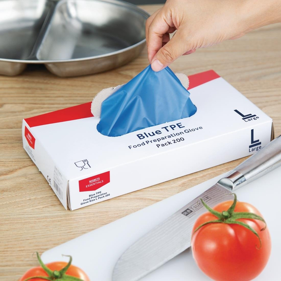 Nisbets Essentials Puderfreie TPE-Handschuhe Blau L (200 Stück) 5 Nisbets Essentials Puderfreie TPE-Handschuhe Blau L (200 Stück)