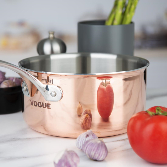 Vogue Induktionskochtopf mit drei Wänden aus Kupfer 200 x 100 mm 5 Vogue Induktionskochtopf mit drei Wänden aus Kupfer 200 x 100 mm