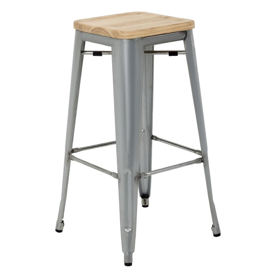 Bolero Bistro-Hohehocker mit Holzsitzauflage aus verzinktem Stahl (4 Stück) 4 Bolero Bistro-Hohehocker mit Holzsitzauflage aus verzinktem Stahl (4 Stück)