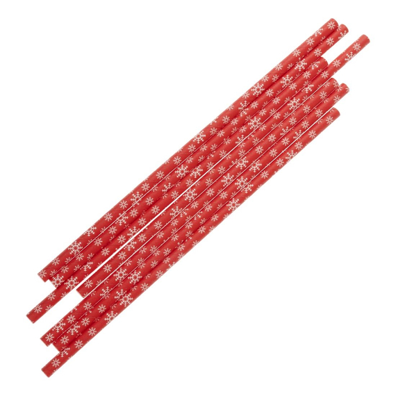 Fiesta Kompostierbare Schneeflocken Papierstrohhalme 210mm (250 Stück) Fiesta Kompostierbare Schneeflocken Papierstrohhalme 210mm (250 Stück)