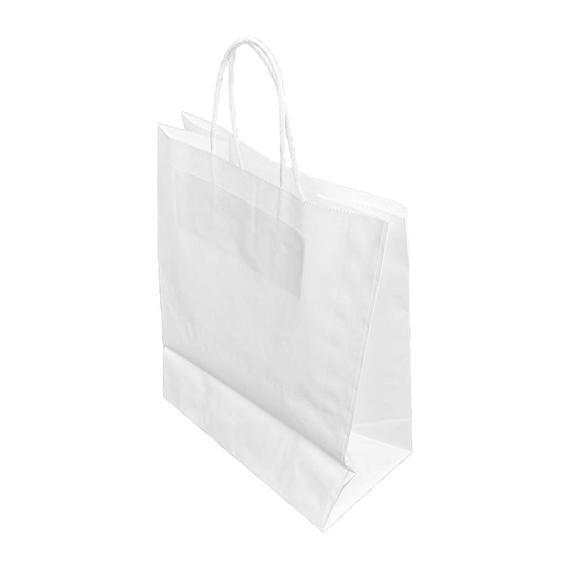Fiesta Recyclingfähige Papiertüte mit Drehgriff Weiß - Groß (250 Stück) Fiesta Recyclingfähige Papiertüte mit Drehgriff Weiß - Groß (250 Stück)