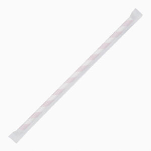 Fiesta Compostable kompostierbare einzeln verpackte Papierstrohhalme 21cm rot-weiß (250 Stück)