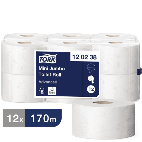 Tork Mini Jumbo Toilettenpapier 2-lagig (12 Stück) Tork Mini Jumbo Toilettenpapier 2-lagig (12 Stück)