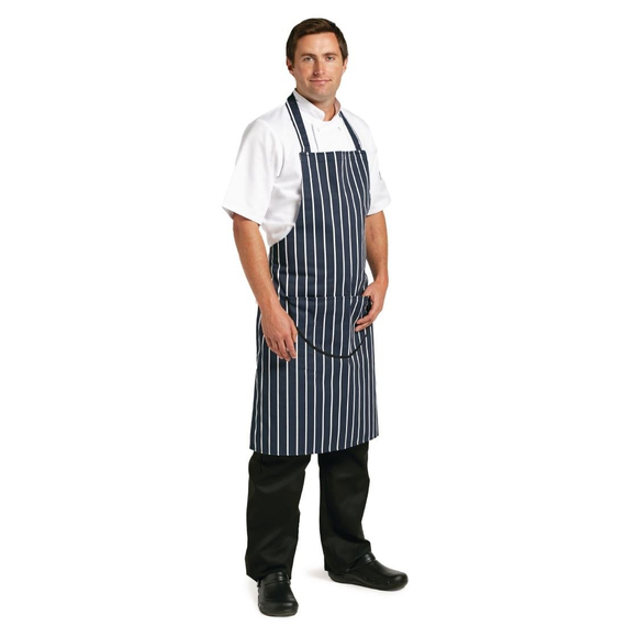 Whites Latzschürze mit Tasche blau-weiß gestreift Whites Latzschürze mit Tasche blau-weiß gestreift