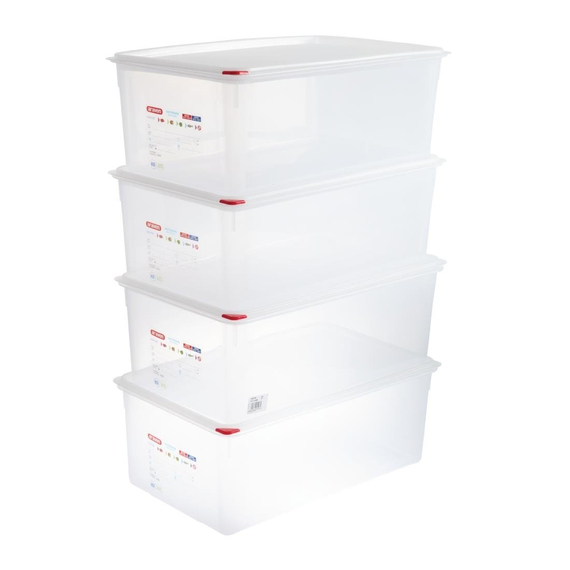 Araven Polypropylen 1/1 Gastronorm Lebensmittel-Aufbewahrungsbox 28Ltr (4 Stück) Araven Polypropylen 1/1 Gastronorm Lebensmittel-Aufbewahrungsbox 28Ltr (4 Stück)