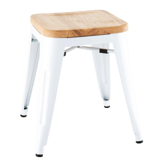 Bolero Bistro-Hocker mit Sitzpolster aus Holz, Weiß (4 Stück) 1 Bolero Bistro-Hocker mit Sitzpolster aus Holz, Weiß (4 Stück)