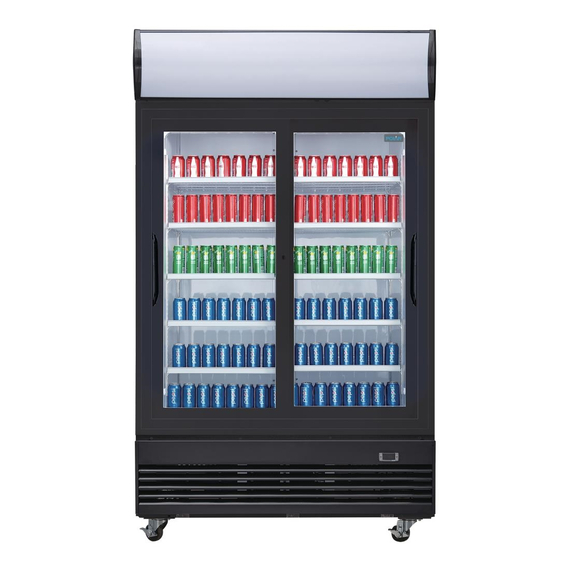 Polar G-Serie Kühlvitrinenmit mit Schiebetüren und Leuchtkasten 950Ltr Schwarz 4 Polar G-Serie Kühlvitrinenmit mit Schiebetüren und Leuchtkasten 950Ltr Schwarz