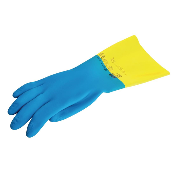 MAPA Alto 405 Flüssigkeitsfeste Hochleistungs-Hausmeisterhandschuhe Blau und Gelb Groß 3 MAPA Alto 405 Flüssigkeitsfeste Hochleistungs-Hausmeisterhandschuhe Blau und Gelb Groß
