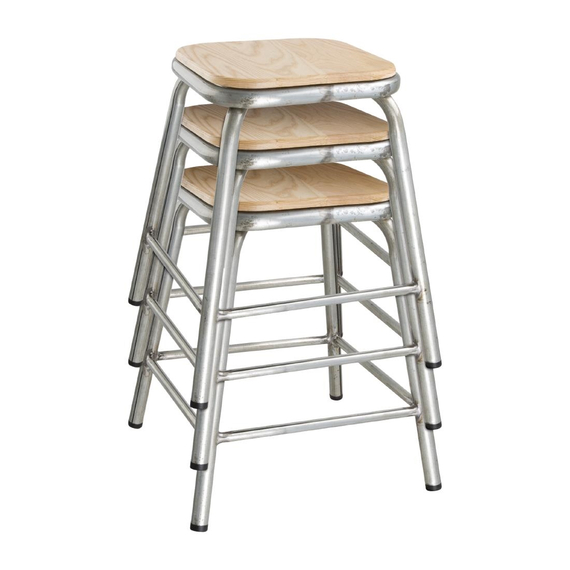 Bolero Cantina niedrige Hocker aus Stahl mit Holzsitz (4 Stück) 6 Bolero Cantina niedrige Hocker aus Stahl mit Holzsitz (4 Stück)