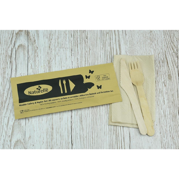 eGreen Einzeln verpacktes 3-in-1-Holzbesteck-Set (250 Stück) 1 eGreen Einzeln verpacktes 3-in-1-Holzbesteck-Set (250 Stück)