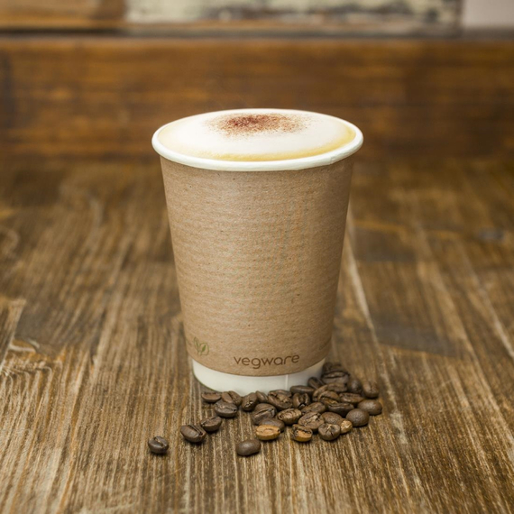 Vegware Kompostierbare doppelwandige Heißgetränkebecher 340ml (500 Stück) 4 Vegware Kompostierbare doppelwandige Heißgetränkebecher 340ml (500 Stück)