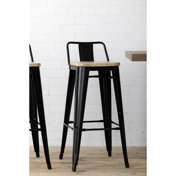 Bolero Bistro Hochstühle mit Rückenlehne und Holzsitzpolster Schwarz (4 Stück) 9 Bolero Bistro Hochstühle mit Rückenlehne und Holzsitzpolster Schwarz (4 Stück)