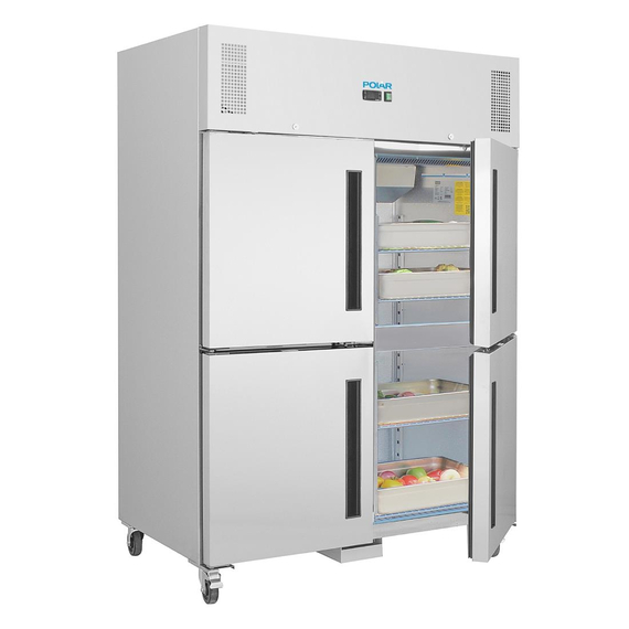 Polar Serie G Gefrierschrank Edelstahl mit geteilten Türen 1200L 1 Polar Serie G Gefrierschrank Edelstahl mit geteilten Türen 1200L