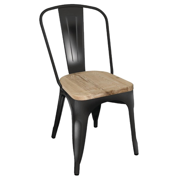 Bolero Bistro Beistellstuhl Schwarz mit Holzsitzauflage (4 Stück) 1 Bolero Bistro Beistellstuhl Schwarz mit Holzsitzauflage (4 Stück)