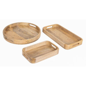 Olympia Mango Wood Rechteckiges Tablett Tief Mit Rand 430x230mm