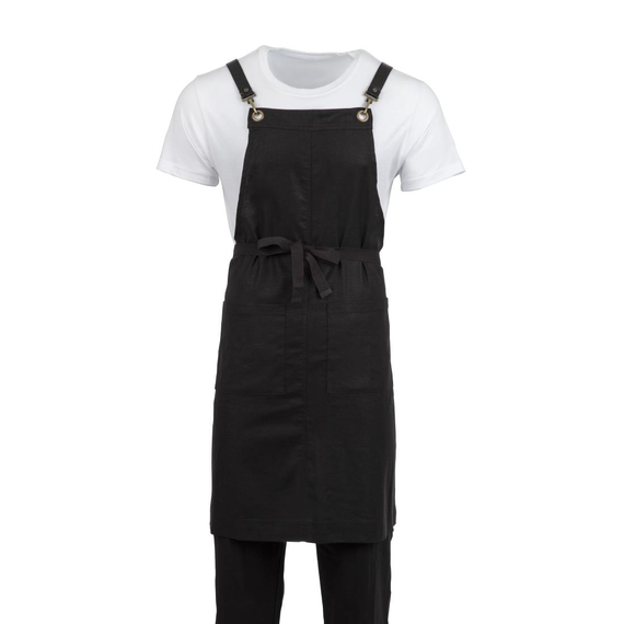 Southside Leinen Latzschürze Schwarz 1 Southside Leinen Latzschürze Schwarz