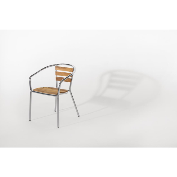 Bolero Aluminium Bistrostühle mit Rückenlehne aus Eschenholz (4 Stück) 1 Bolero Aluminium Bistrostühle mit Rückenlehne aus Eschenholz (4 Stück)