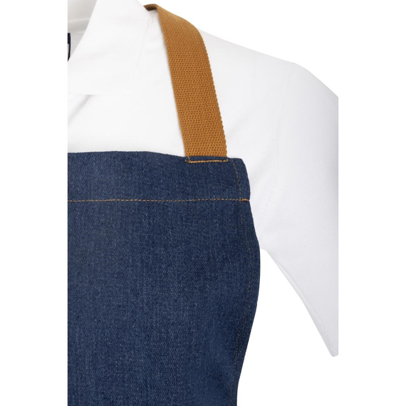 Southside Schürze in kurzer Länge mit X-Rücken Denim Blau mit Tan-Trägern 4 Southside Schürze in kurzer Länge mit X-Rücken Denim Blau mit Tan-Trägern