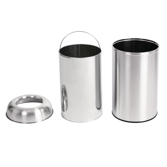 Bolero offener Edelstahl Abfallbehälter silber 40L 2 Bolero offener Edelstahl Abfallbehälter silber 40L