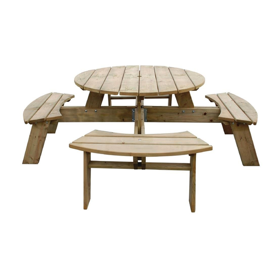 Rowlinson Runder Picknicktisch aus Holz 3 Rowlinson Runder Picknicktisch aus Holz