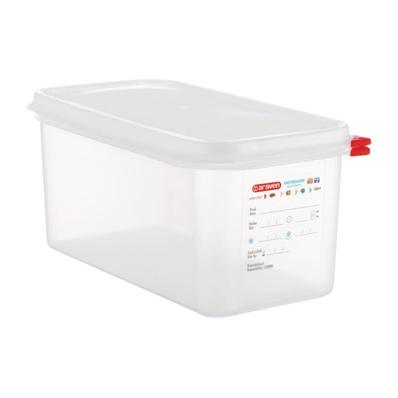 Araven Polypropylen 1/3 Gastronorm-Nahrungsbehälter 6Ltr (4 Stück) Araven Polypropylen 1/3 Gastronorm-Nahrungsbehälter 6Ltr (4 Stück)