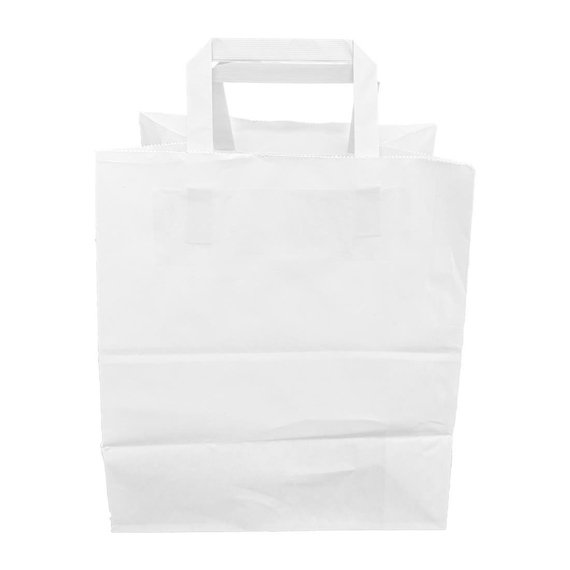 Fiesta Recycelbare Papiertragetaschen mit Flachgriff Weiß Groß (250 Stück) 1 Fiesta Recycelbare Papiertragetaschen mit Flachgriff Weiß Groß (250 Stück)