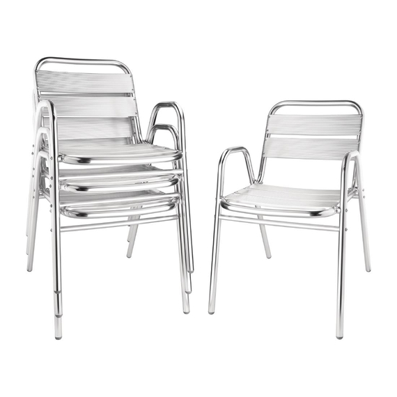 Bolero Bistrostühle mit Unterarmlehne Aluminium (4 Stück) 4 Bolero Bistrostühle mit Unterarmlehne Aluminium (4 Stück)