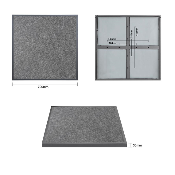 Bolero Black Brushed Mix Outdoor-Tischplatte aus gehärtetem Glas, quadratisch, graue Zierleiste, 700 mm 5 Bolero Black Brushed Mix Outdoor-Tischplatte aus gehärtetem Glas, quadratisch, graue Zierleiste, 700 mm