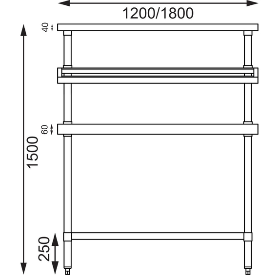 Vogue Edelstahl Arbeitstisch mit Aufsatz 120cm 6 Vogue Edelstahl Arbeitstisch mit Aufsatz 120cm